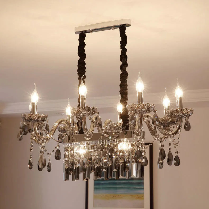 Afralia™ Crystal Chandelier Pendant Light for Dining Room - Gold/Silver/Cognac/Smoky Gray - Indoor Décor