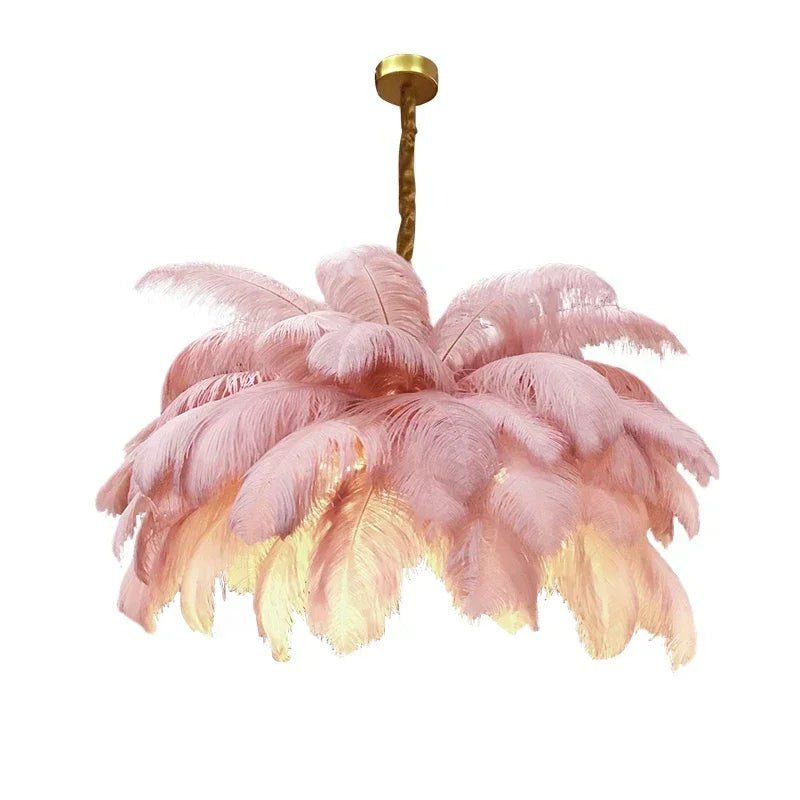 Afralia™ Modern Ostrich Feather LED Pendant Chandelier for Living Room Home Decor