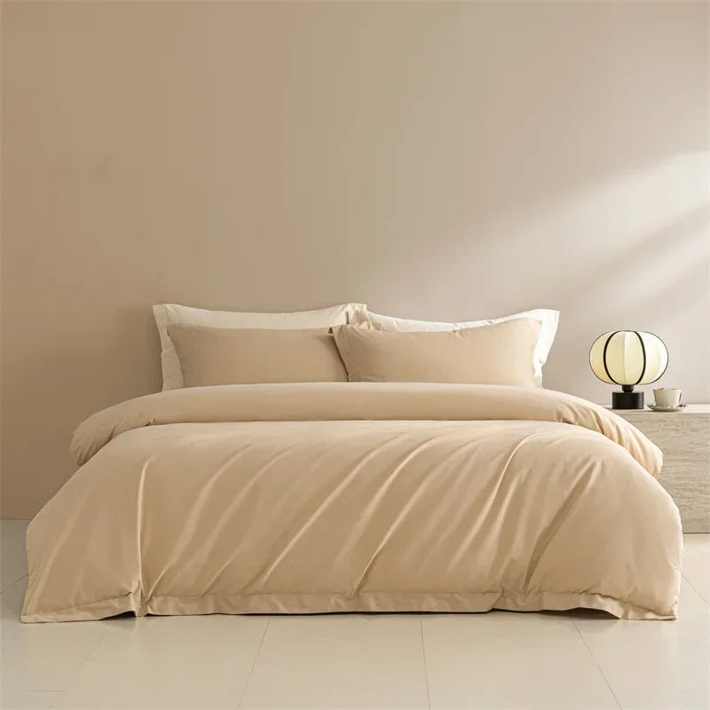 Afralia™ Solid Color 100% Cotton Bedding Set for Queen/King Size Beds