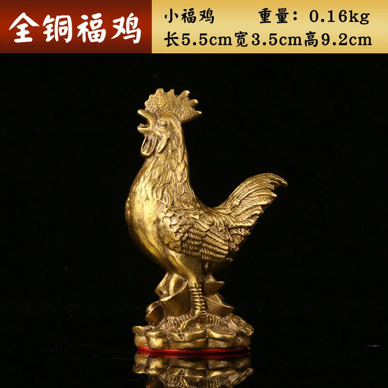Afralia™ Brass Rooster Fengshui Figurine for Home Office Desktop Decoration