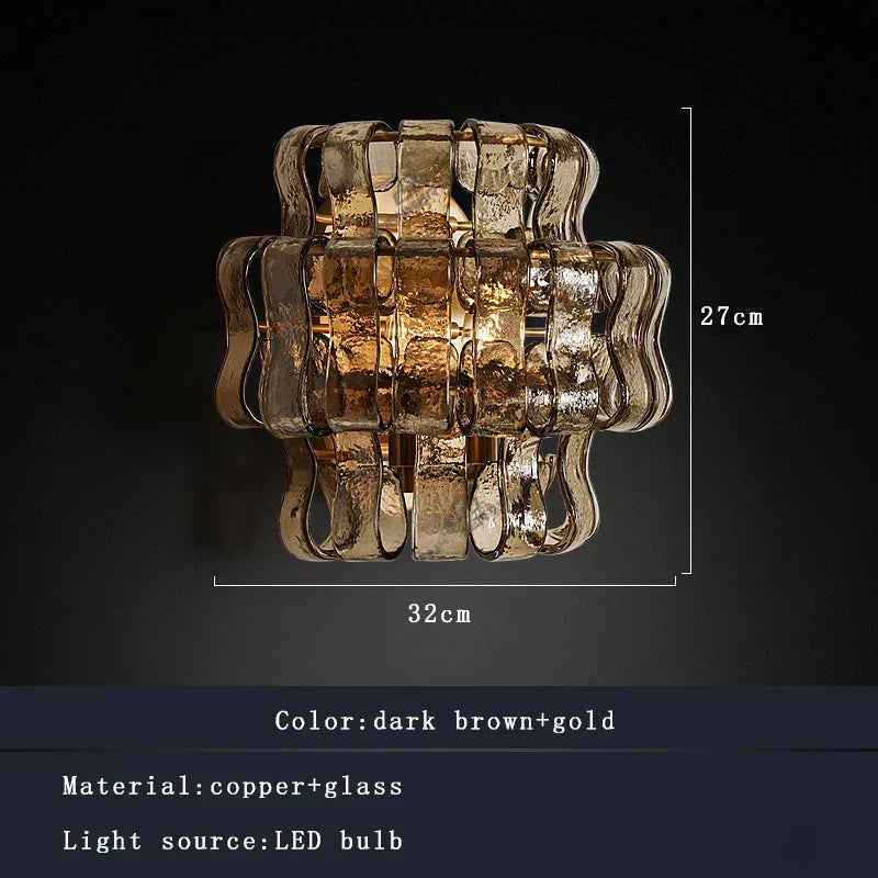 Afralia™ Dark Brown Glass Wall Sconce Lamps, LED Decoration for Living Room, Aisle, Bedside