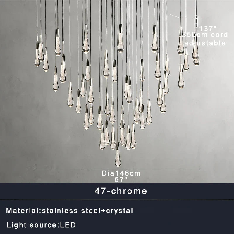 Afralia™ Crystal Water-drop Ceiling Chandelier: Elegant Dining Table Lighting Fixture