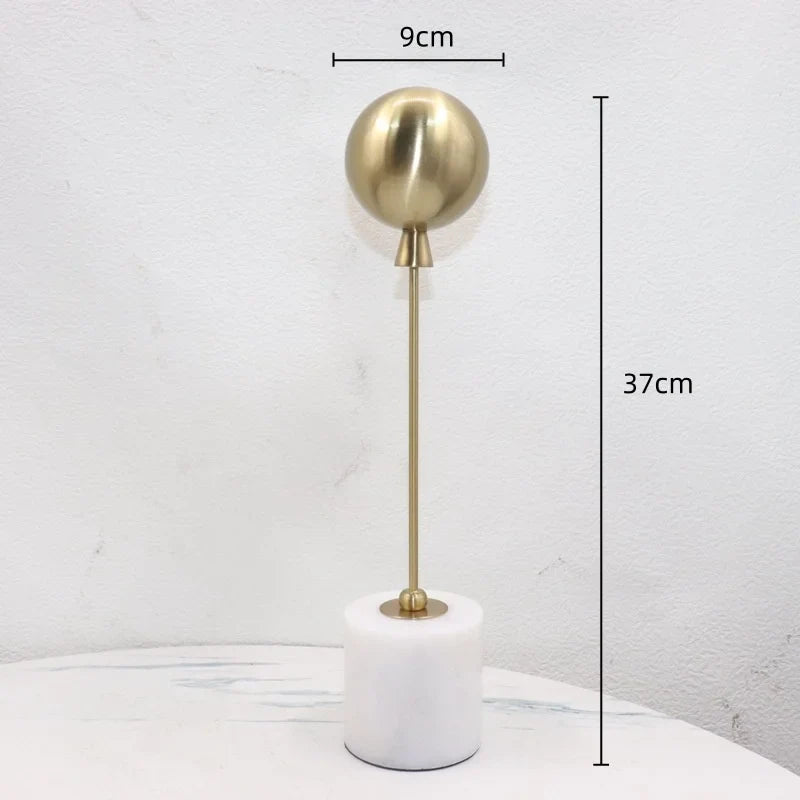 Afralia™ Golden Geometric Balloon Metal Ball Sculpture & Decorative Figurine