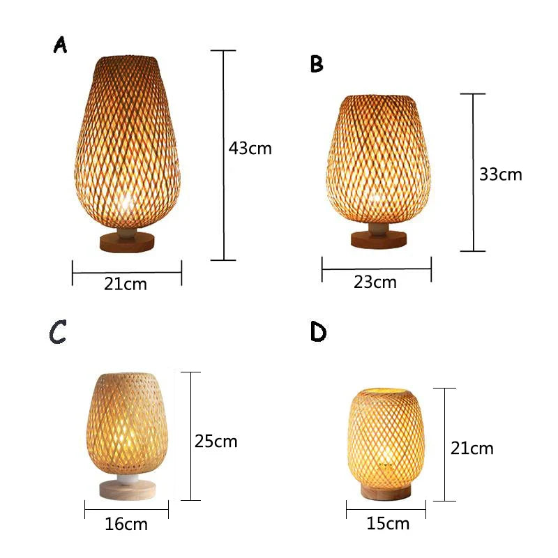 Afralia™ Bamboo Table Lamp Handmade Bedroom Living Room Decor Wood Light