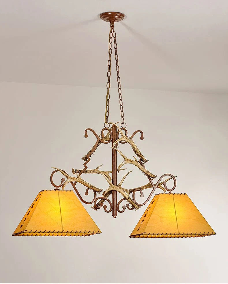 Afralia™ Retro Sheepskin Deer Horn Pendant Light for Dining Table, Chinese Style Lighting Fixtures