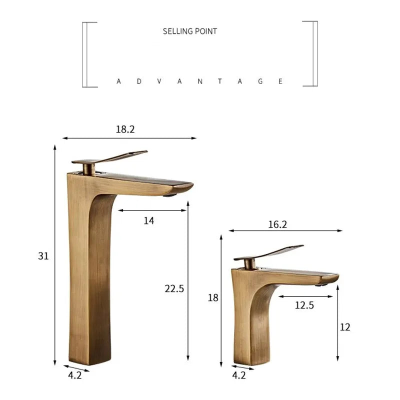 Afralia™ Bronze Basin Faucet: Hot & Cold Deck Mounted Bathroom Sink Mixer Tap