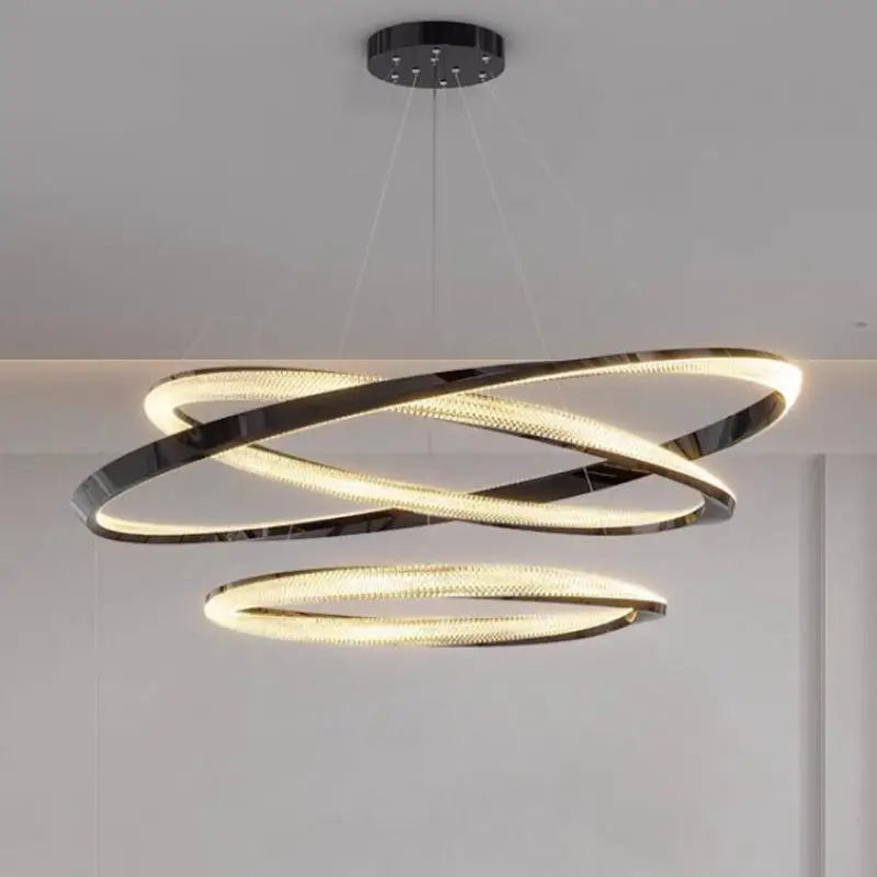 Afralia™ Modern Steel Dimmable LED Chandelier: Remote Control Stair Lustre Pendant Lights