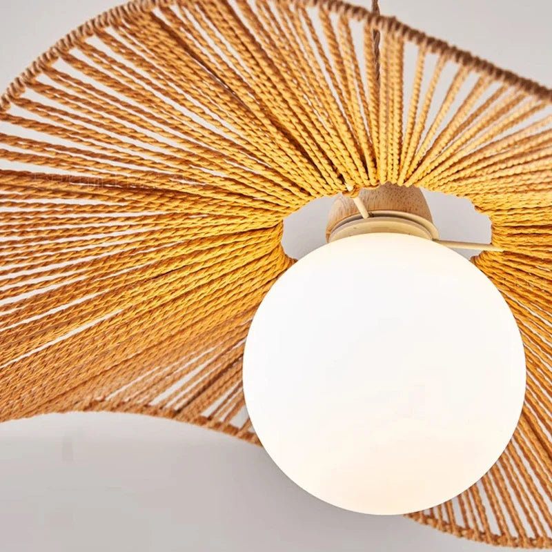 Afralia™ Rattan Chandelier: Nordic Minimalist Wabi Sabi LED Pendant Lamp for Home Décor