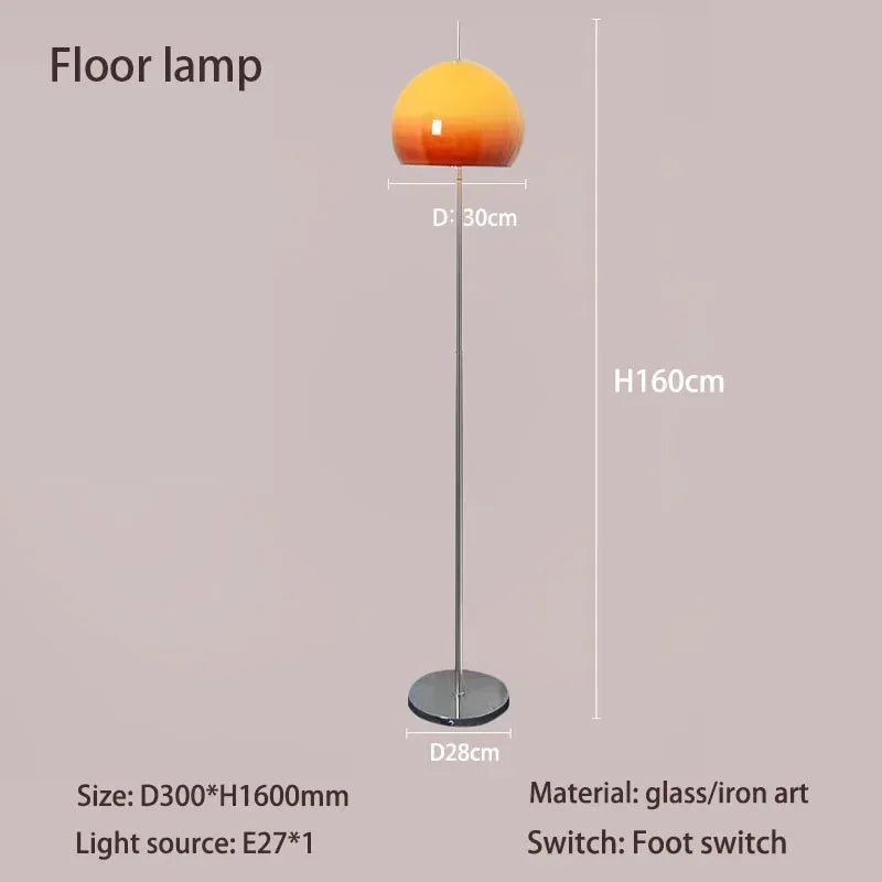 Afralia™ Retro Glass Table Lamp Gradient Orange Mushroom Floor LED Lamp