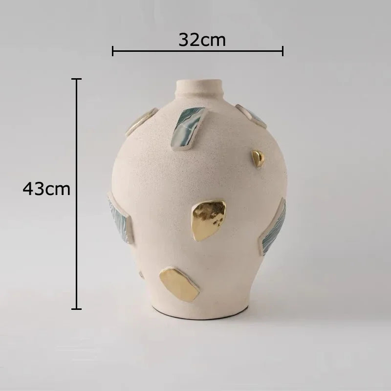 Afralia™ Ceramic Patch Vase for Aesthetic Room Decor & Artificial Flowers Arrangement