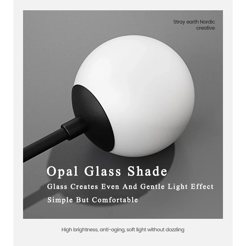 Afralia™ White Glass Ball Pendant Chandelier - Modern Mid Century Ceiling Light