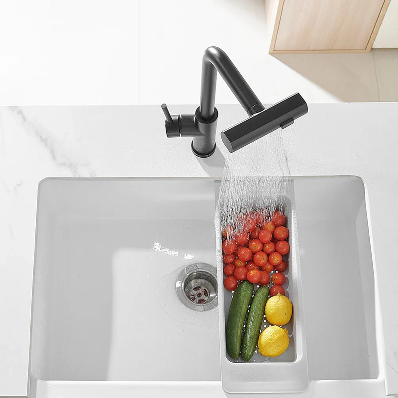 Afralia™ Stainless Steel Pull-out Kitchen Faucet Waterfall Hot Cold Mixer Tap Rotating 3668