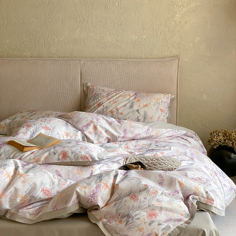 Afralia™ Egyptian Cotton Print Bedding Set - Queen King Ru Size Sheets Pillowcases Blanket Cover
