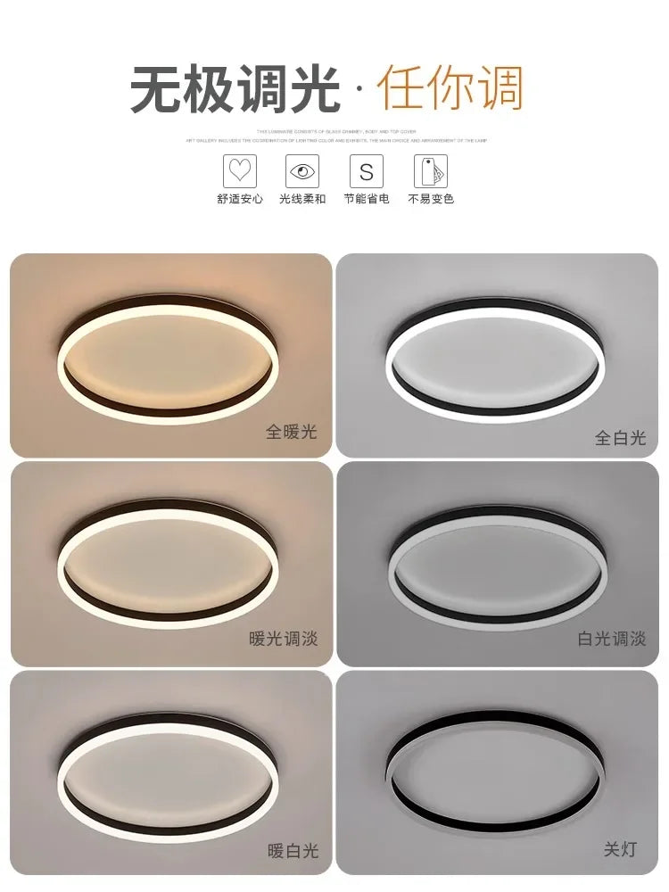 Afralia™ Modern Circle Dimmable Ceiling Chandelier for Bedroom - Nordic Minimalist LED Ceiling Lights