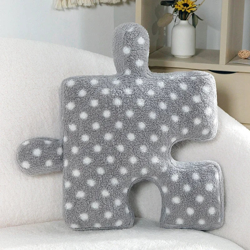 Afralia™ Teddy Velvet Jigsaw Seat Cushion - Plush Home Decor Throw Pillow