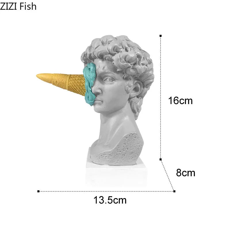 Afralia™ Ice Cream David Statue Myth Character Resin Ornament Desk Sculpture Home Decor