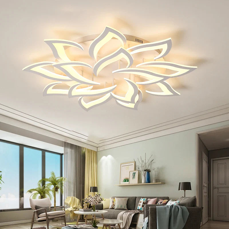 Afralia™ LED Ceiling Light Chandelier Remote Control Dimmable Art Decor for Living Room Home Bedroom