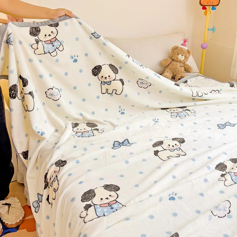 Afralia™ Cartoon Milk Velvet Blanket: Soft Coral Fleece Summer Sofa Cover & Queen Blanket