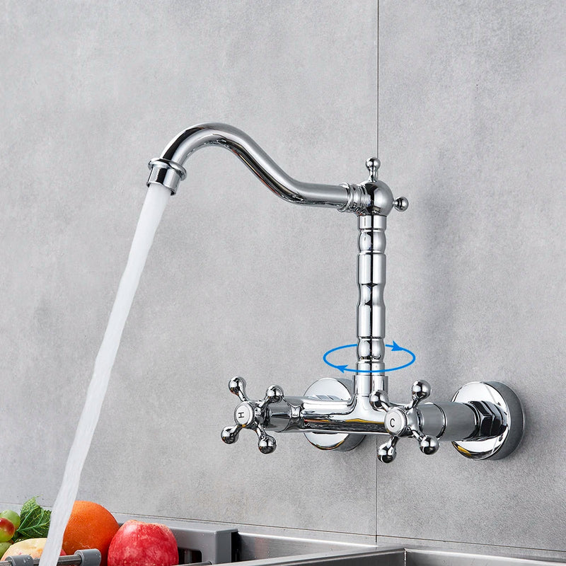 Afralia™ Chrome Kitchen Faucet with Swivel Long Spouts for Vessel Sink