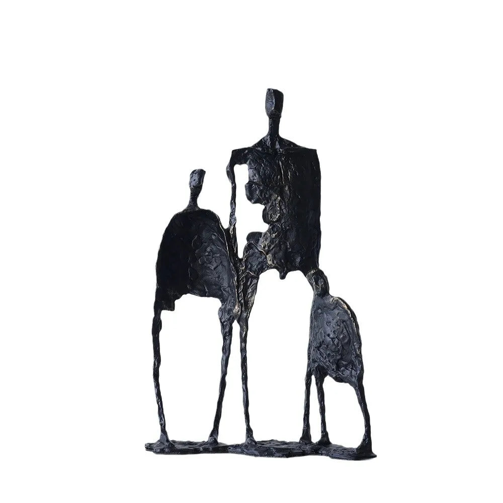 Afralia™ Hollowed-out Metal Sculpture Family Statues - Home Decoration Figurines