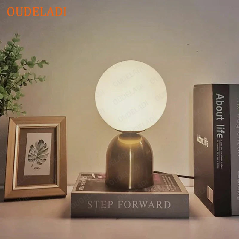 Afralia™ Black Iron Glass Ball Table Lamps - Nordic LED Lighting Fixture for Home Decor
