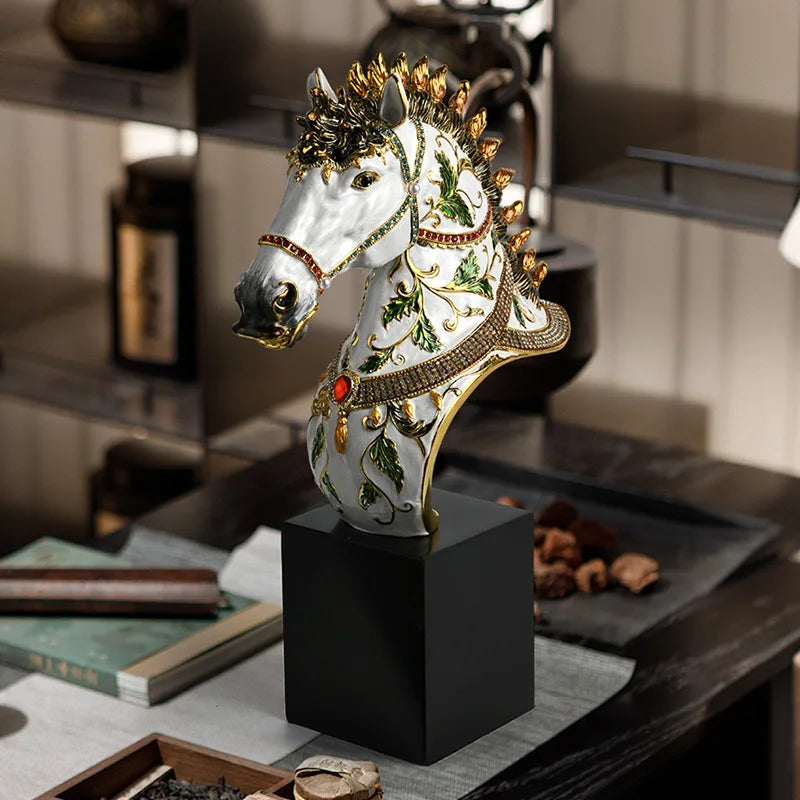 Afralia™ Enamel Horse Sculpture: European Decor Ornament for Home Foyer & Living Room