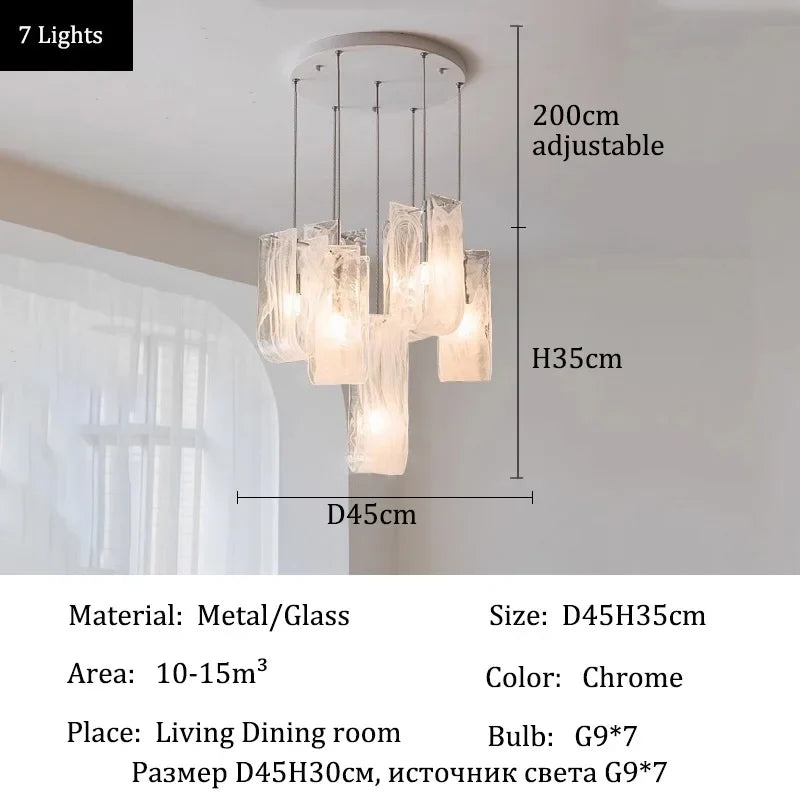 Afralia™ Glass Pendant Chandelier Ceiling Light Fixture for Home Dining Room Luxe Decor