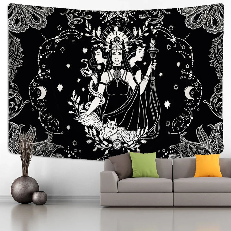 Afralia™ Tarot Divination Tapestry Wall Hanging for Witchcraft Dark Mystery Home Decor