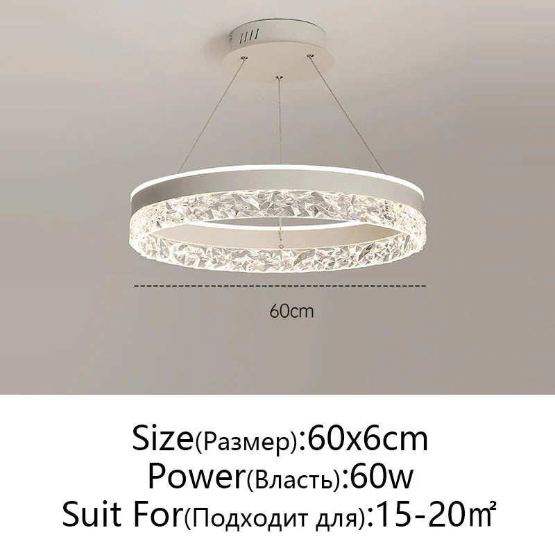 Afralia™ Crystal Rings LED Chandelier Black&White Frame