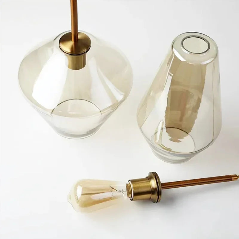Afralia™ Glass Chandelier Lighting for Home Dining Room Kitchen Decor Pendant Lights