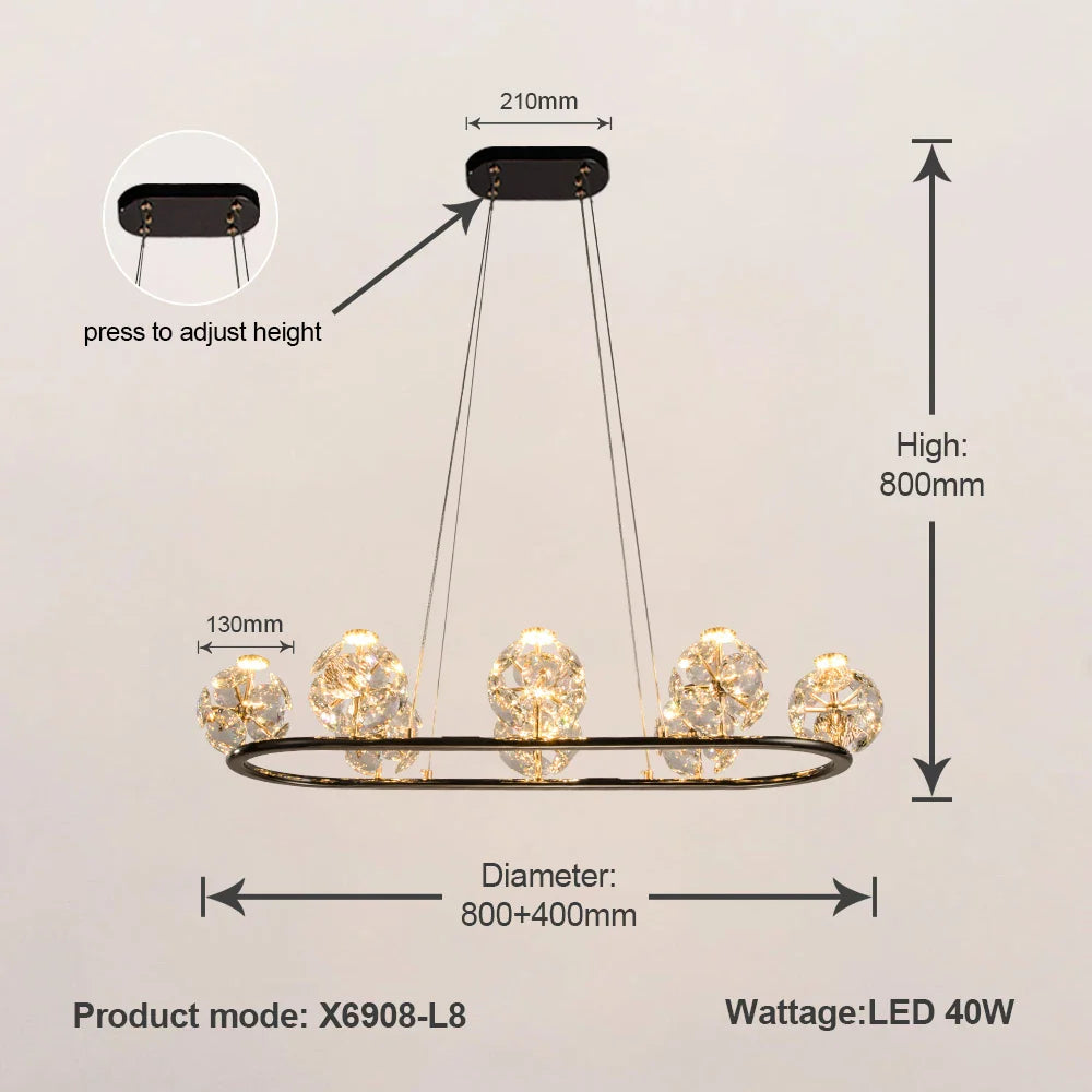 Afralia™ Luxury Crystal Glass Ball Chandelier for Dining Living Room Hall Island