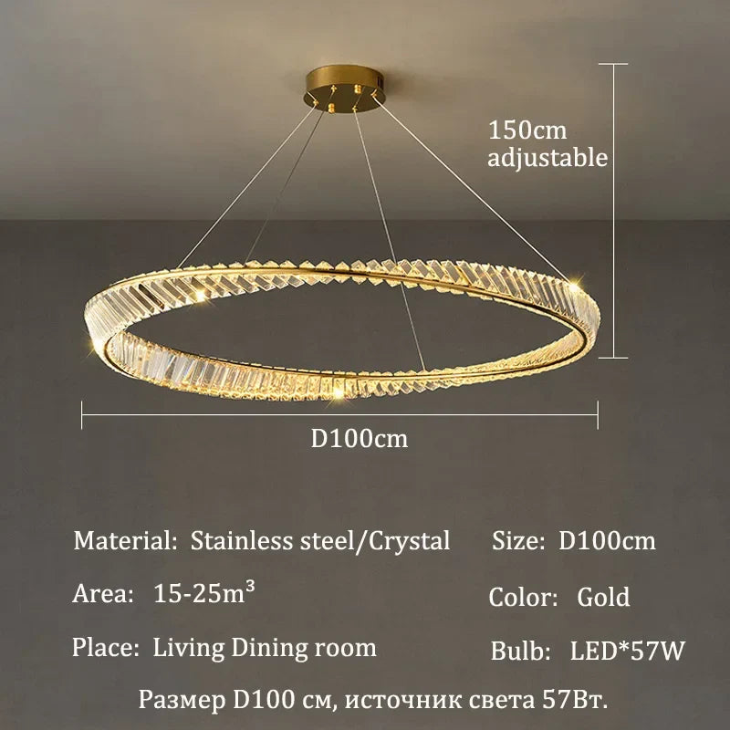 Afralia™ Crystal Pendant Lights: Modern Luxury LED Chandelier for Home Dining Room Decor