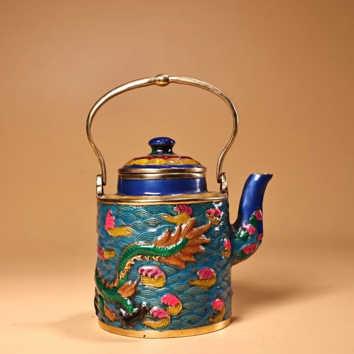 Afralia™ Dragon Cloisonné Enamel Pan: Hand-painted and Gilded Copper, Chinese Style