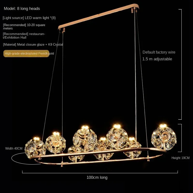 Afralia™ Crystal Glass Ball Chandelier for Dining Living Room Kitchen Island Hall Lighting