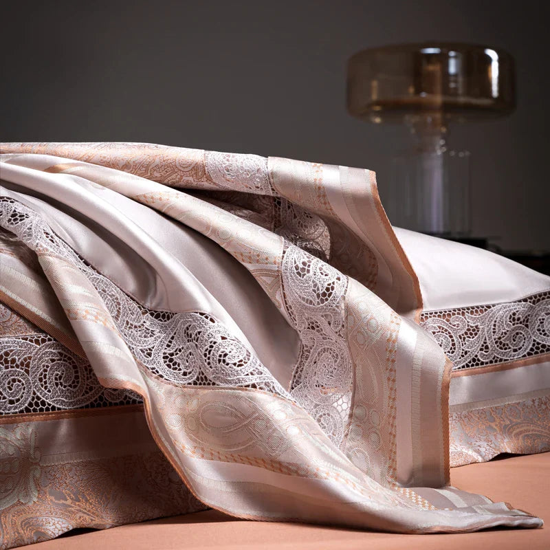 Afralia™ Damask Jacquard Egyptian Cotton Luxury Bedding Set