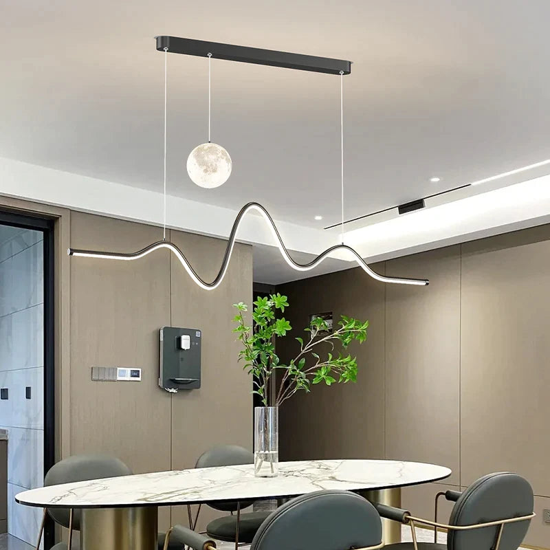 Afralia™ Modern Moon Light Chandelier for Luxury Dining Room Table