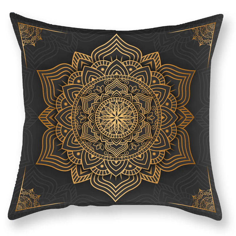 Afralia™ Black Gold Mandala Luxury Printed Pillowcase §