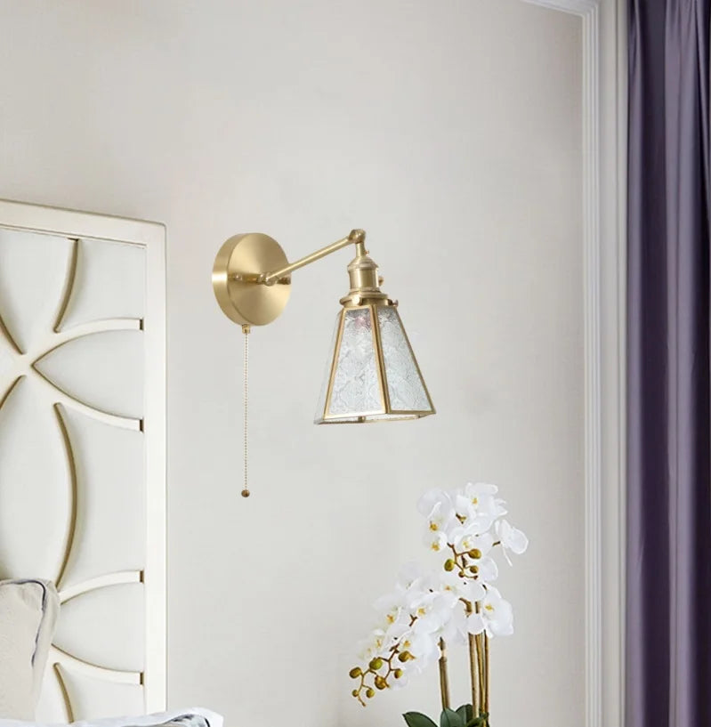 Afralia™ Glass LED Wall Lamps Pull Chain for Bedroom & Living Room