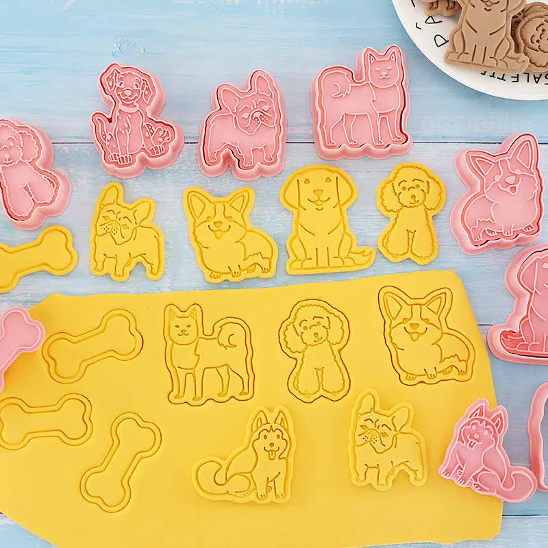 Afralia™ 3D Dog Cookie Cutters Set, Biscuit Mold, Decorating Tools, DIY Cartoon Press