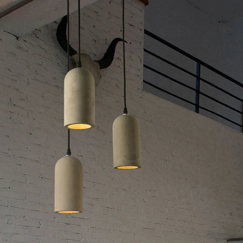 Afralia™ Cement Pendant Lamp: Vintage LED Hanging Light for Dining Room and Cafe