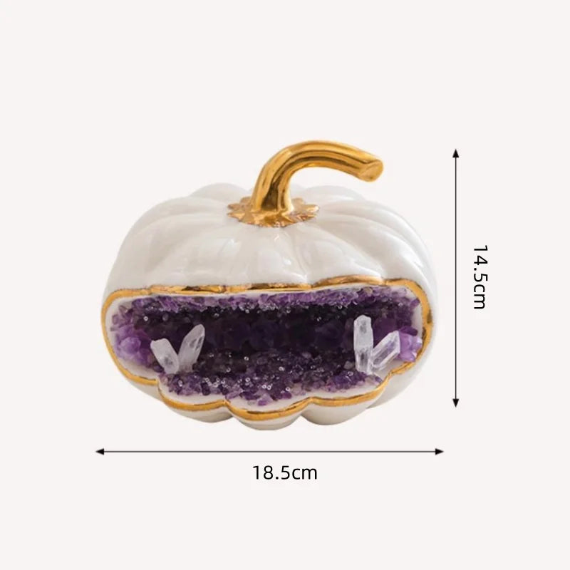 Afralia™ Crystal Pumpkin Sculpture Jewelry Storage Box & Home Decor