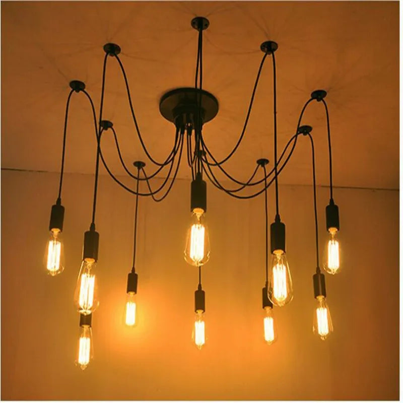 Afralia™ Modern Retro Pendant Light Edison Bulb Spider Ceiling Lamp for Home Decor