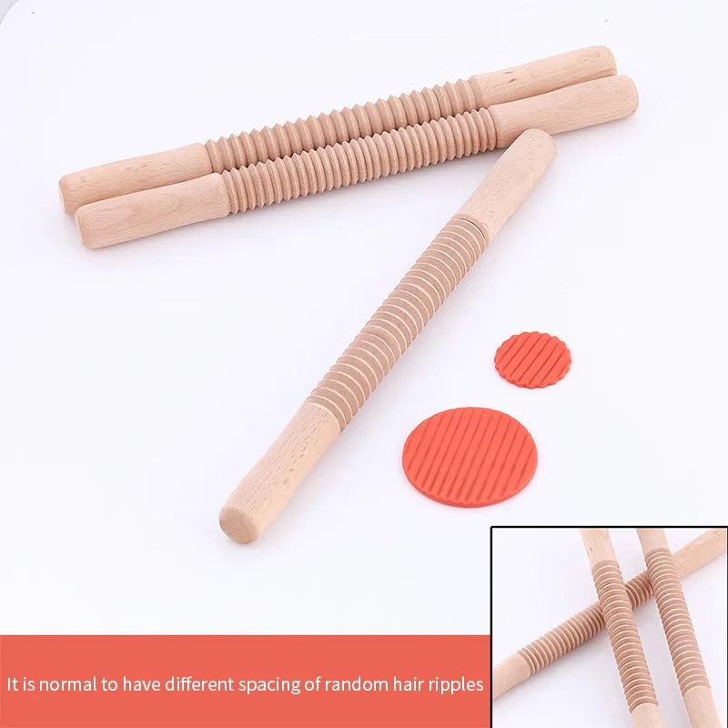 Afralia™ Wooden Threaded Embossing Rolling Pin for Kitchen Baking & Pastry Decor