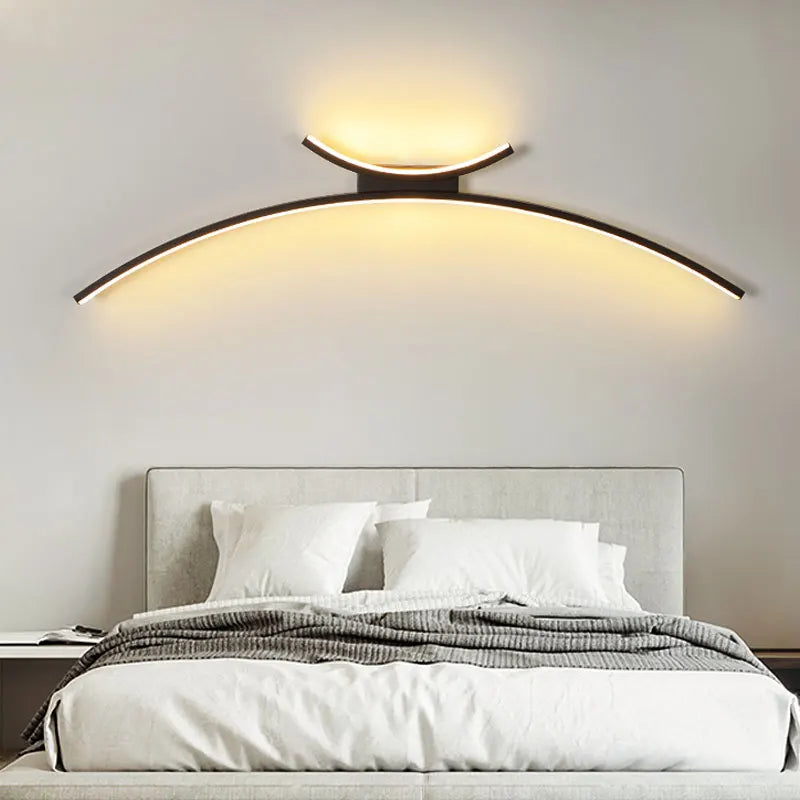 Afralia™ Curved Linear LED Wall Lamp for Modern Lighting in Various Spaces