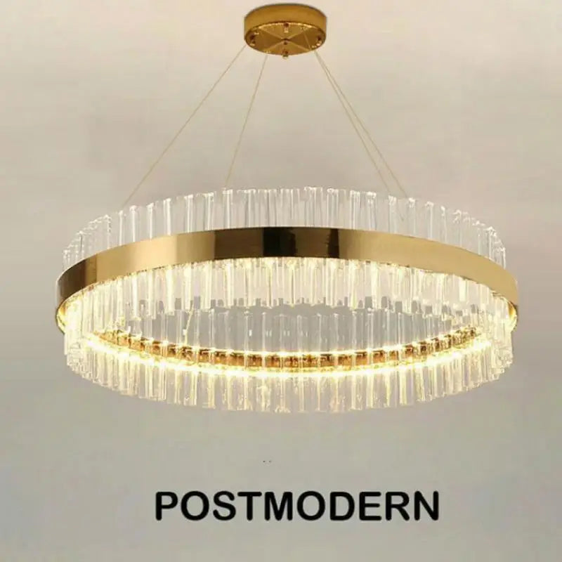 Afralia™ LED Crystal Pendant Light: Modern Nordic Round Chandelier with Dimmable Gold Finish