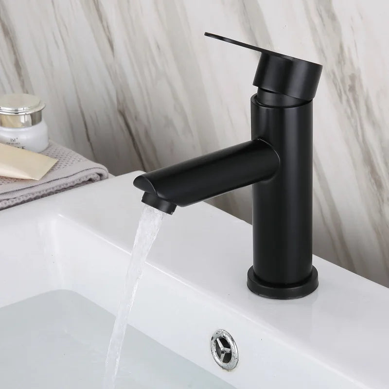 Afralia™ Matte Black Silver Bathroom Faucet Deck Mounted Basin Mixer Tap