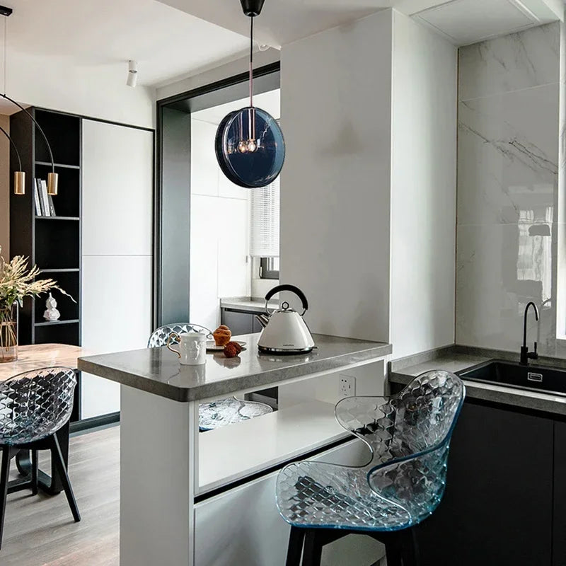 Scandinavian Blue Glass Circle Pendant Light by Afralia™ - Nordic Design for Home Interior