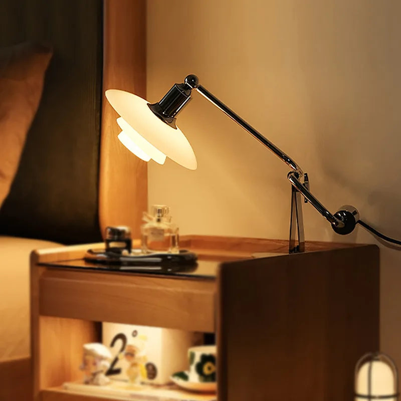 Afralia™ Vintage Glass Table Lamp for Bedroom or Desk, Adjustable Light
