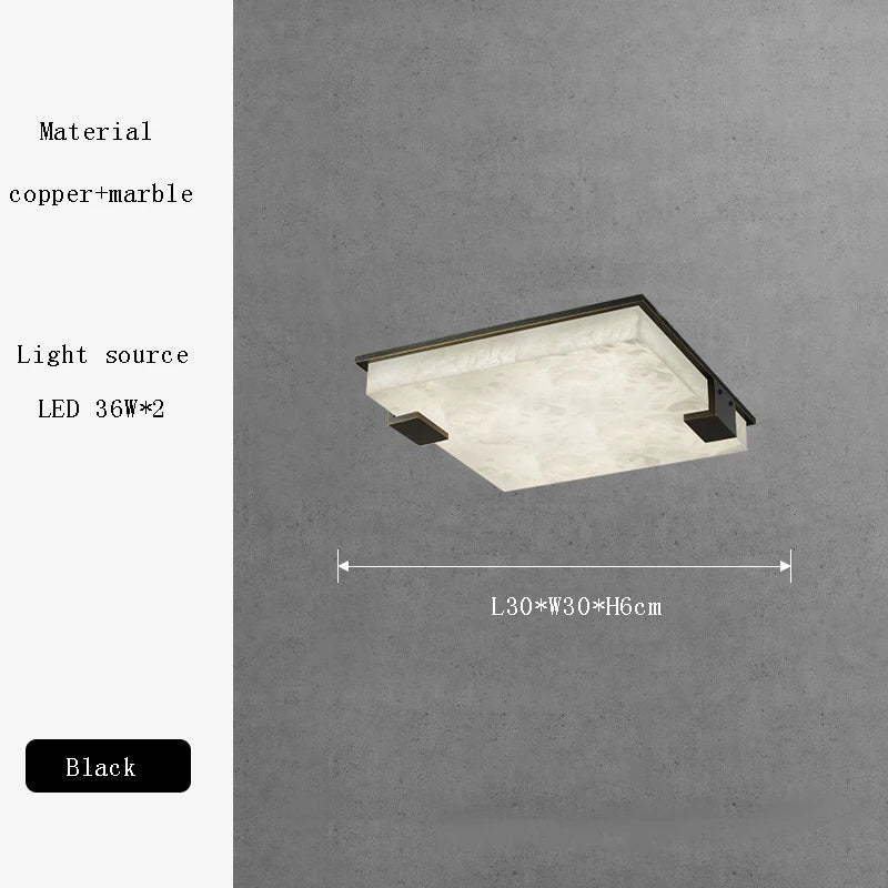 Afralia™ Marble Bronze Square Ceiling Chandelier - Bedroom Luxury Lighting
