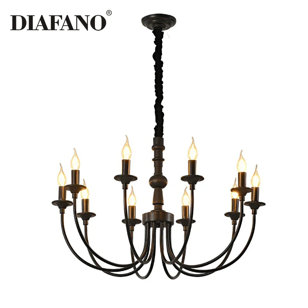 Afralia™ Black Metal Chandelier 8 Heads Pendant Lights for Home Decor